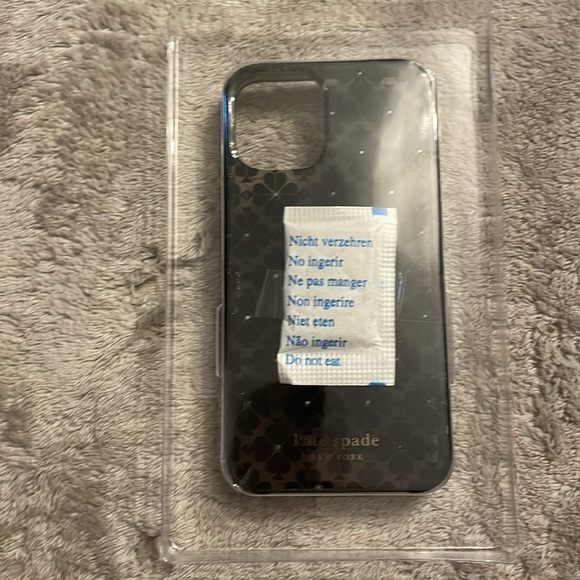 Kate Spade iPhone 12 Mini Case Black Hearts Clear NIB - Picture 3 of 3